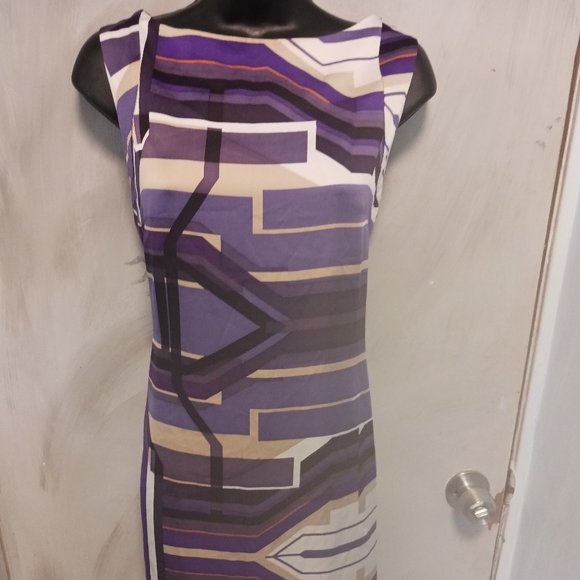 Antonio Melani Purple Silk Geo Dress - Picture 12 of 14